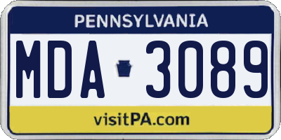 PA license plate MDA3089