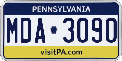 PA license plate MDA3090