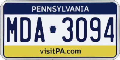 PA license plate MDA3094