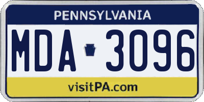PA license plate MDA3096