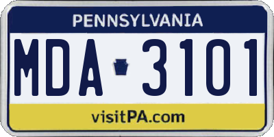 PA license plate MDA3101
