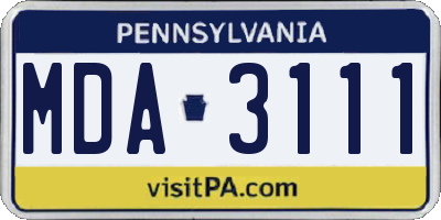 PA license plate MDA3111