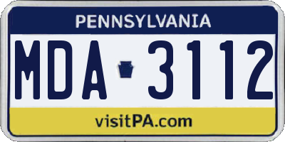 PA license plate MDA3112