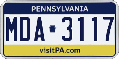 PA license plate MDA3117