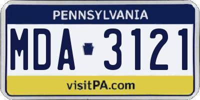 PA license plate MDA3121