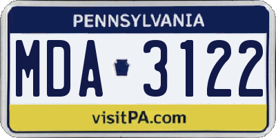 PA license plate MDA3122