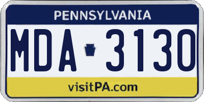 PA license plate MDA3130