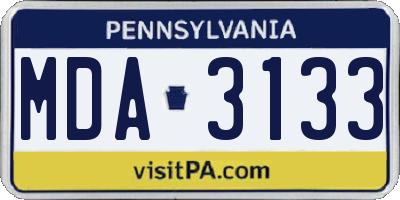 PA license plate MDA3133