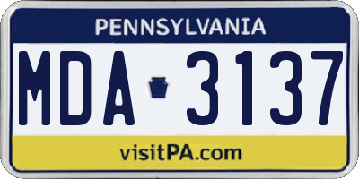 PA license plate MDA3137