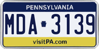 PA license plate MDA3139