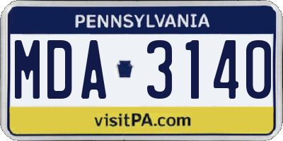 PA license plate MDA3140