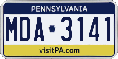 PA license plate MDA3141