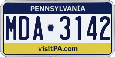 PA license plate MDA3142