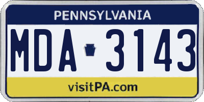 PA license plate MDA3143