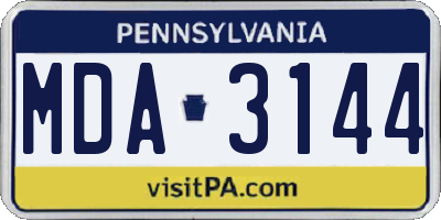 PA license plate MDA3144