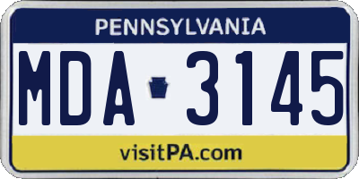 PA license plate MDA3145
