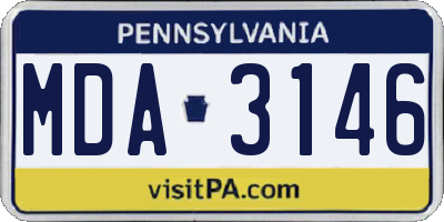 PA license plate MDA3146