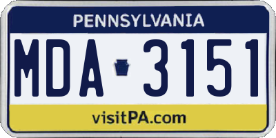 PA license plate MDA3151