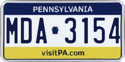 PA license plate MDA3154