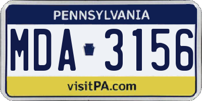 PA license plate MDA3156
