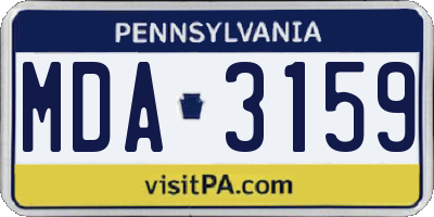PA license plate MDA3159