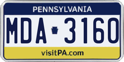 PA license plate MDA3160