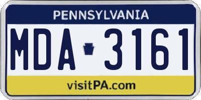 PA license plate MDA3161
