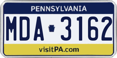 PA license plate MDA3162