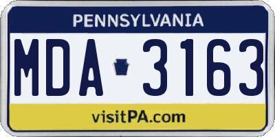 PA license plate MDA3163