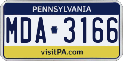 PA license plate MDA3166