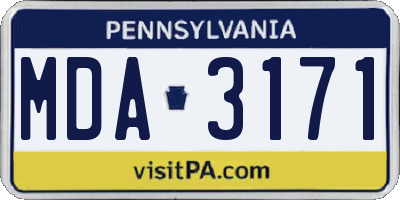 PA license plate MDA3171