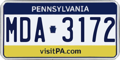 PA license plate MDA3172