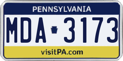 PA license plate MDA3173