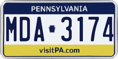 PA license plate MDA3174