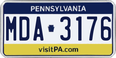 PA license plate MDA3176