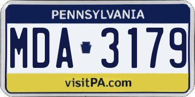 PA license plate MDA3179