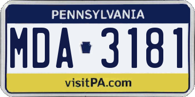 PA license plate MDA3181