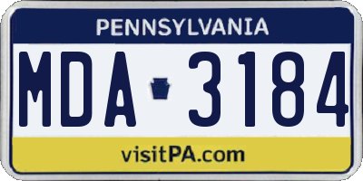 PA license plate MDA3184