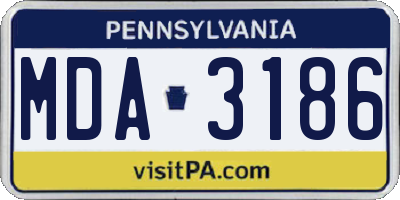 PA license plate MDA3186