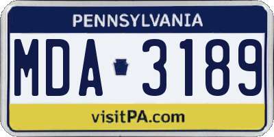 PA license plate MDA3189
