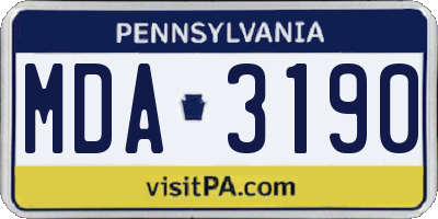 PA license plate MDA3190