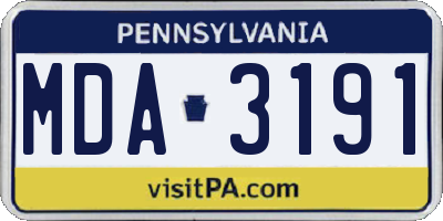 PA license plate MDA3191