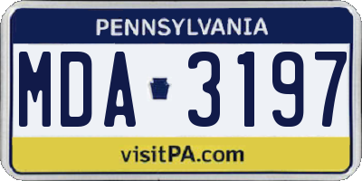 PA license plate MDA3197