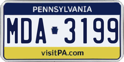 PA license plate MDA3199