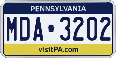 PA license plate MDA3202