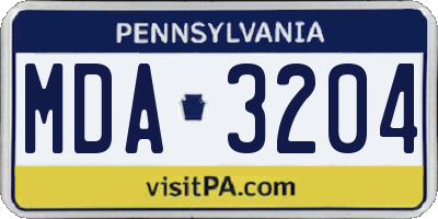 PA license plate MDA3204