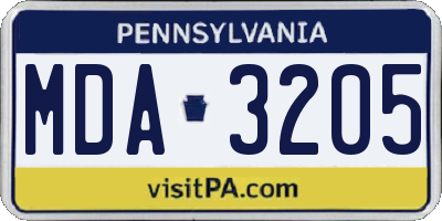 PA license plate MDA3205
