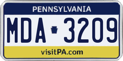 PA license plate MDA3209