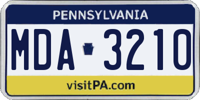 PA license plate MDA3210