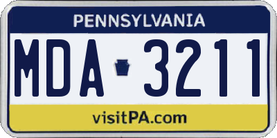 PA license plate MDA3211